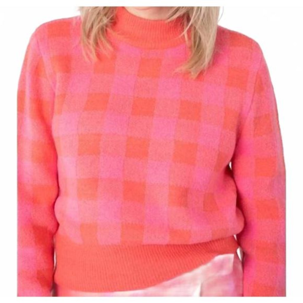 Sincerely Ours Ccheckmate Sweater In Coral Size Medium